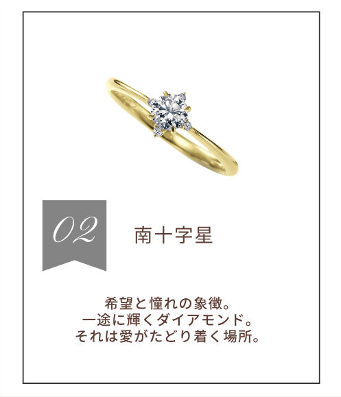 南十字星　希望と憧れの象徴。一途に輝くダイアモンド。それは愛がたどり着く場所。